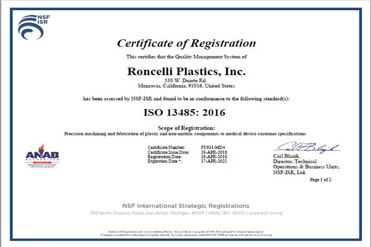 ISO – 13485:2016 Certified